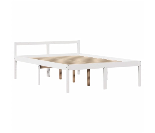 Cama con estantería sin colchón madera maciza blanca 160x200 cm