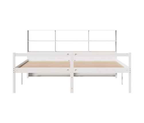 Cama con estantería sin colchón madera maciza blanca 180x200 cm