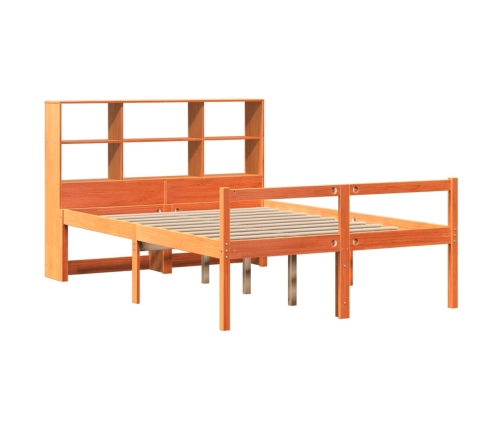 Cama con estantería sin colchón madera maciza marrón 120x190 cm