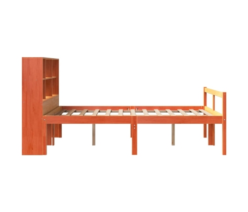 Cama con estantería sin colchón madera maciza marrón 120x190 cm