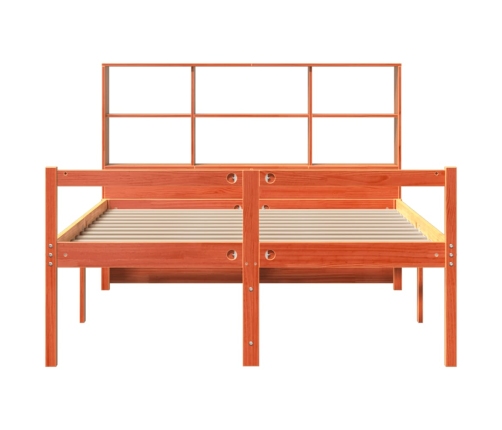 Cama con estantería sin colchón madera maciza marrón 120x200cm