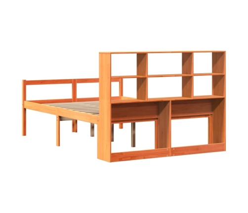 Cama con estantería sin colchón madera maciza marrón 120x200cm