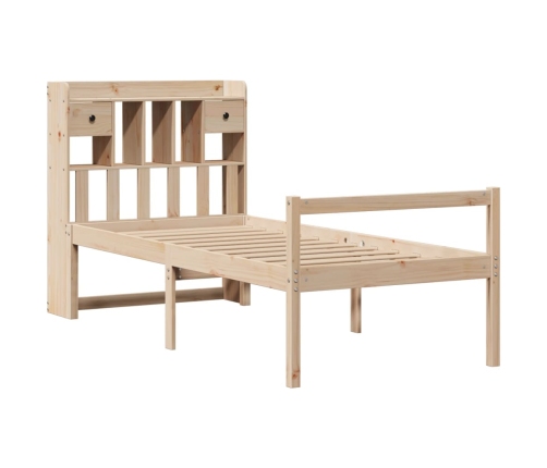 Cama con estantería sin colchón madera maciza de pino 75x190 cm