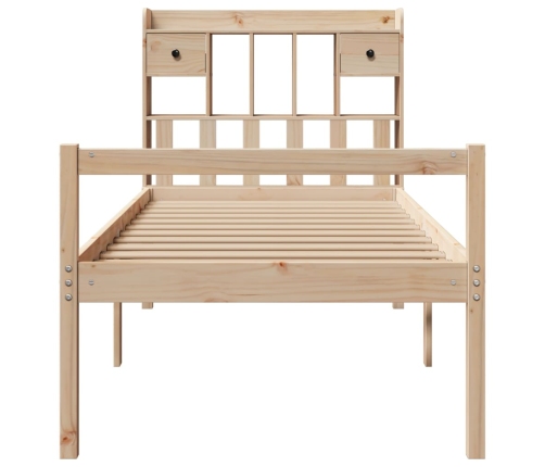 Cama con estantería sin colchón madera maciza de pino 75x190 cm