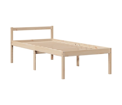 Cama con estantería sin colchón madera maciza de pino 75x190 cm