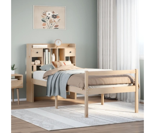 Cama con estantería sin colchón madera maciza de pino 75x190 cm