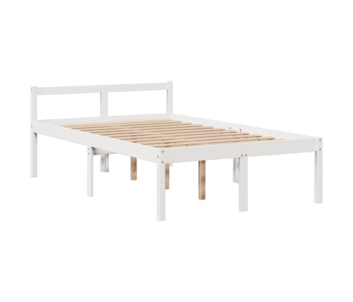 Cama con estantería sin colchón madera maciza blanca 135x190 cm