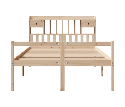 Cama con estantería sin colchón madera maciza de pino 140x190cm