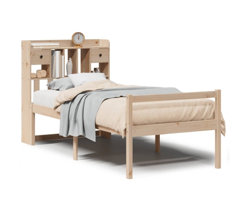 Cama con estantería sin colchón madera maciza de pino 100x200cm