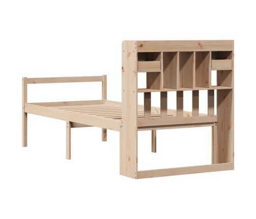Cama con estantería sin colchón madera maciza de pino 100x200cm