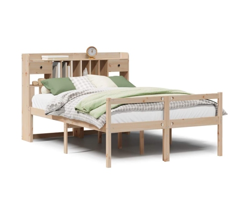 Cama con estantería sin colchón madera maciza de pino 140x200cm