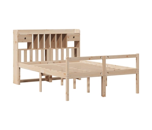 Cama con estantería sin colchón madera maciza de pino 140x200cm