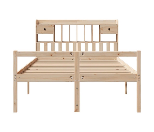 Cama con estantería sin colchón madera maciza de pino 140x200cm