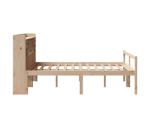Cama con estantería sin colchón madera maciza de pino 140x200cm