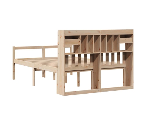 Cama con estantería sin colchón madera maciza de pino 140x200cm