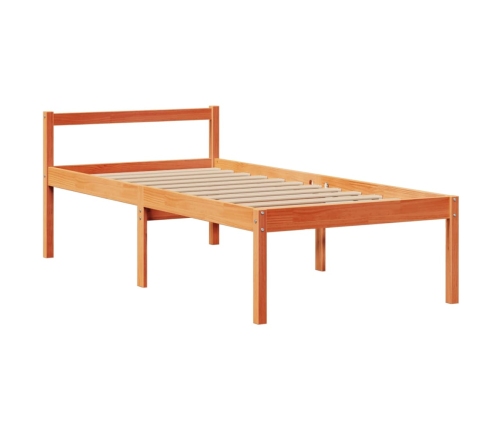 Cama con estantería sin colchón madera maciza marrón 75x190 cm