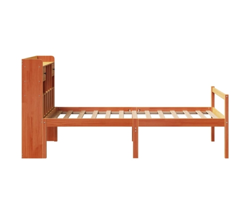 Cama con estantería sin colchón madera maciza marrón 90x190 cm