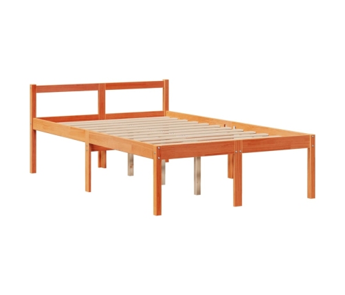 Cama con estantería sin colchón madera maciza marrón 135x190cm