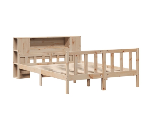 Cama con estantería sin colchón madera maciza de pino 120x190cm