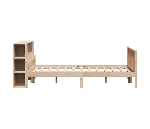 Cama con estantería sin colchón madera maciza de pino 120x190cm