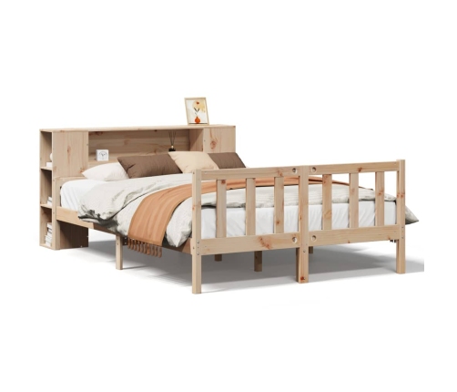 Cama con estantería sin colchón madera maciza de pino 135x190cm