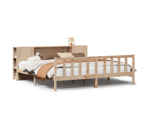 Cama con estantería sin colchón madera maciza de pino 180x200cm