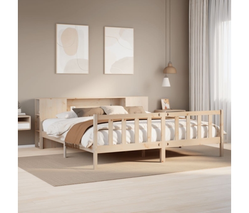 Cama con estantería sin colchón madera maciza de pino 180x200cm