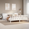 Cama con estantería sin colchón madera maciza blanca 180x200 cm