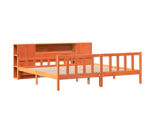 Cama con estantería sin colchón madera maciza marrón 180x200 cm
