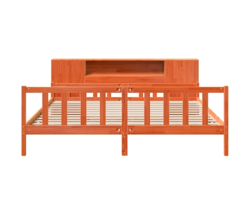 Cama con estantería sin colchón madera maciza marrón 180x200 cm