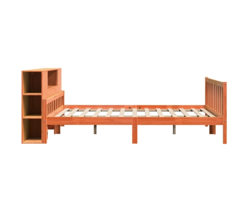 Cama con estantería sin colchón madera maciza marrón 180x200 cm