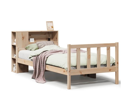 Cama con estantería sin colchón madera maciza de pino 90x190 cm