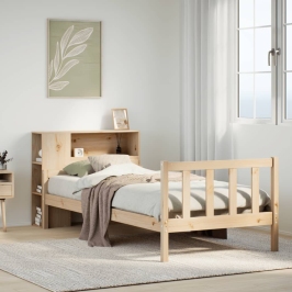 Cama con estantería sin colchón madera maciza de pino 90x190 cm