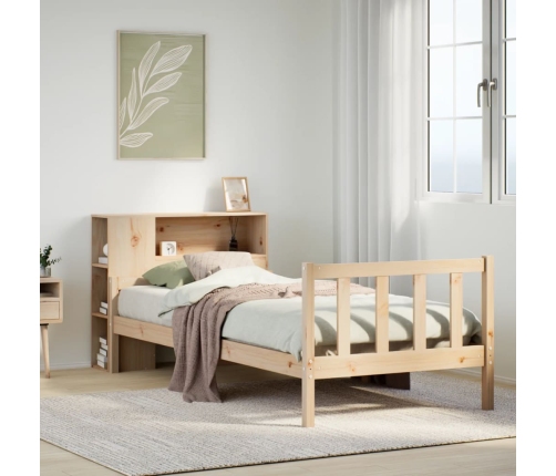 Cama con estantería sin colchón madera maciza de pino 100x200cm