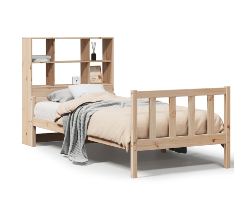 Cama con estantería sin colchón madera maciza de pino 75x190 cm