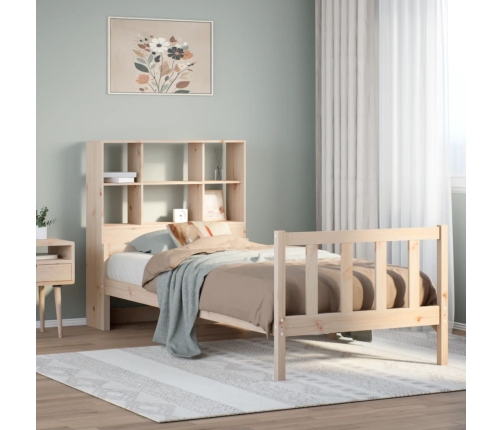 Cama con estantería sin colchón madera maciza de pino 75x190 cm