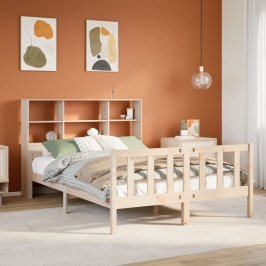 Cama con estantería sin colchón madera maciza de pino 120x190cm