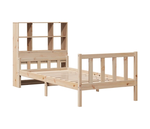 Cama con estantería sin colchón madera maciza de pino 100x200cm
