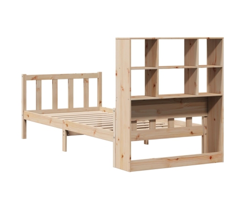 Cama con estantería sin colchón madera maciza de pino 100x200cm