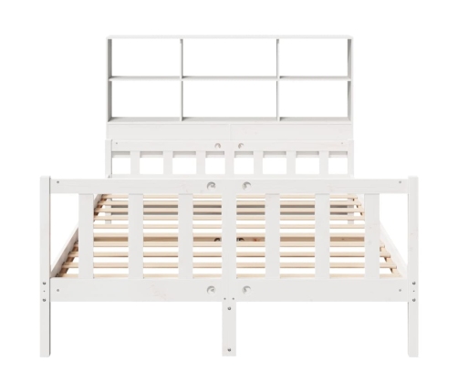 Cama con estantería sin colchón madera maciza blanca 150x200 cm