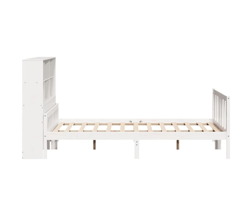 Cama con estantería sin colchón madera maciza blanca 150x200 cm