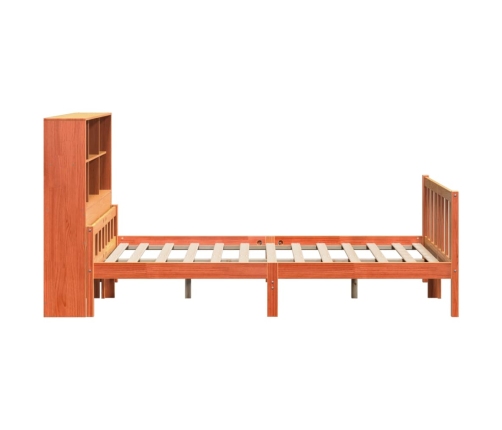 Cama con estantería sin colchón madera maciza marrón 150x200 cm