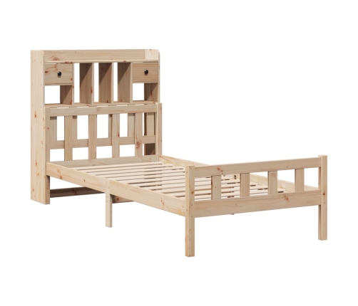 Cama con estantería sin colchón madera maciza de pino 75x190 cm