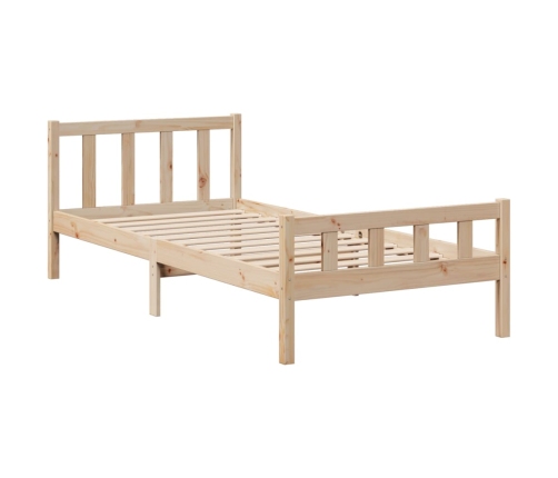 Cama con estantería sin colchón madera maciza de pino 75x190 cm