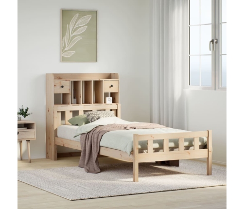 Cama con estantería sin colchón madera maciza de pino 75x190 cm