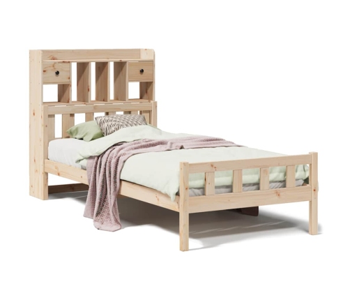 Cama con estantería sin colchón madera maciza de pino 90x190 cm