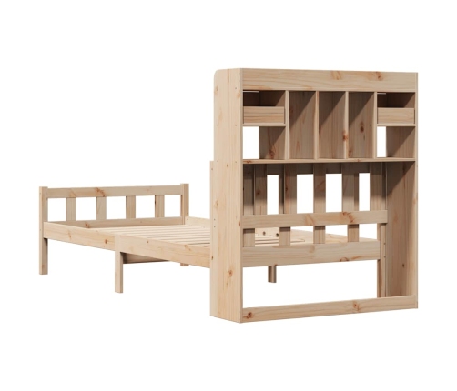 Cama con estantería sin colchón madera maciza de pino 90x190 cm