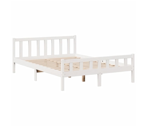 Cama con estantería sin colchón madera maciza blanca 150x200 cm