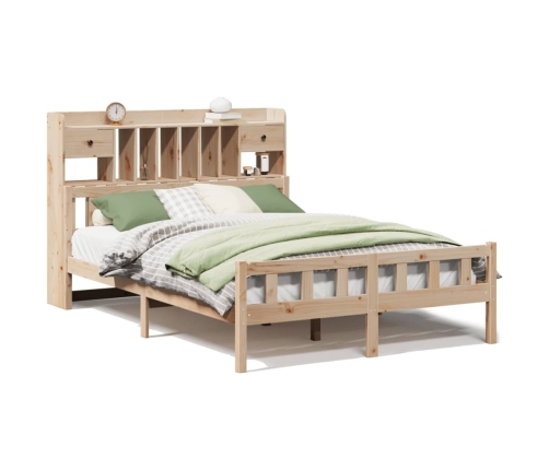 Cama con estantería sin colchón madera maciza de pino 160x200cm