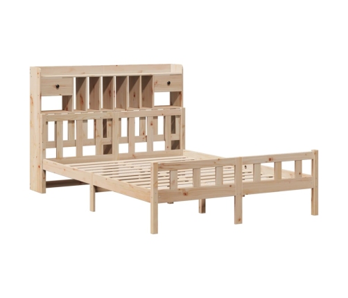 Cama con estantería sin colchón madera maciza de pino 160x200cm